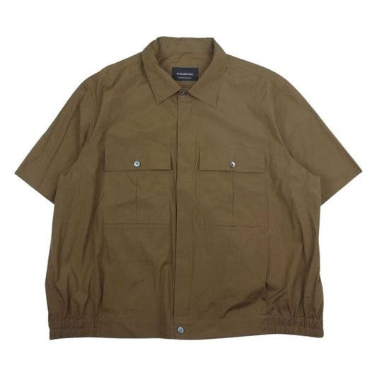 ゼニア Trofeo comfort cotton overshirt オーバーサイズ 半袖 シャツ カーキ系 XXL【美品】【中古】