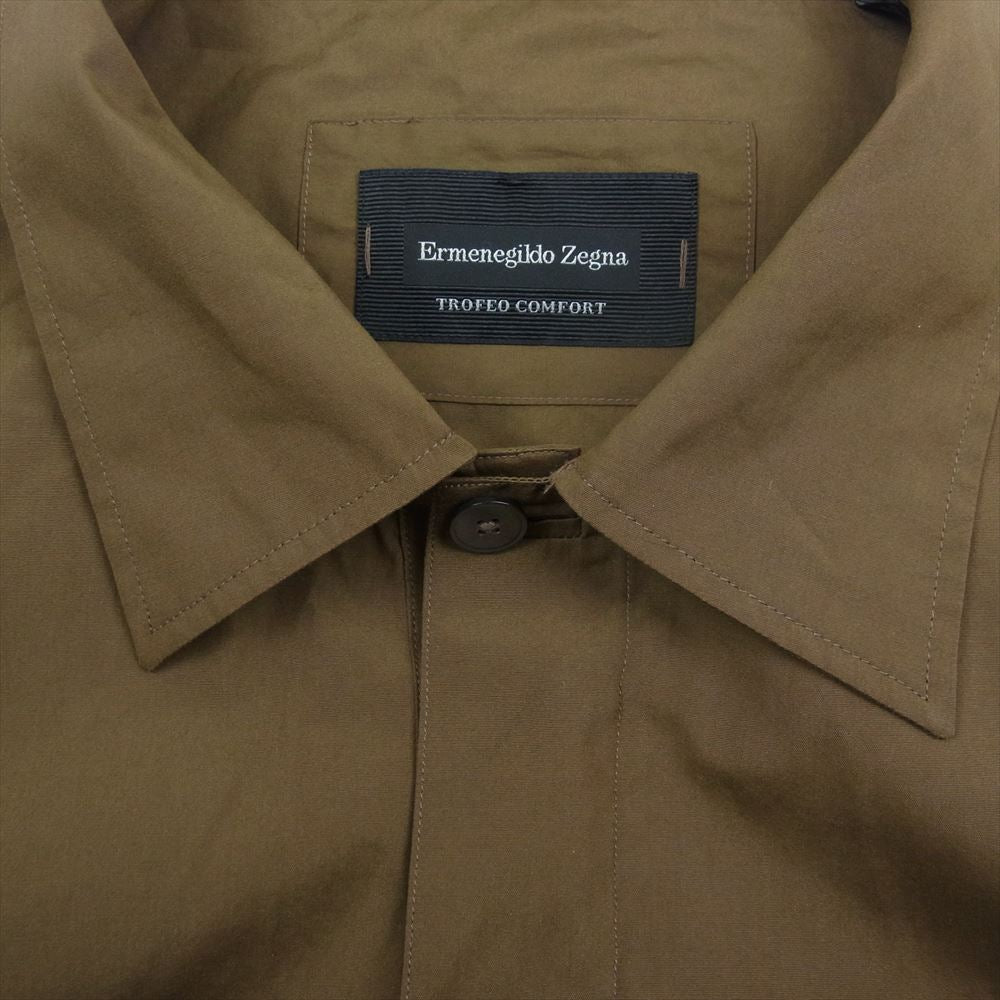 ゼニア Trofeo comfort cotton overshirt オーバーサイズ 半袖 シャツ カーキ系 XXL【美品】【中古】