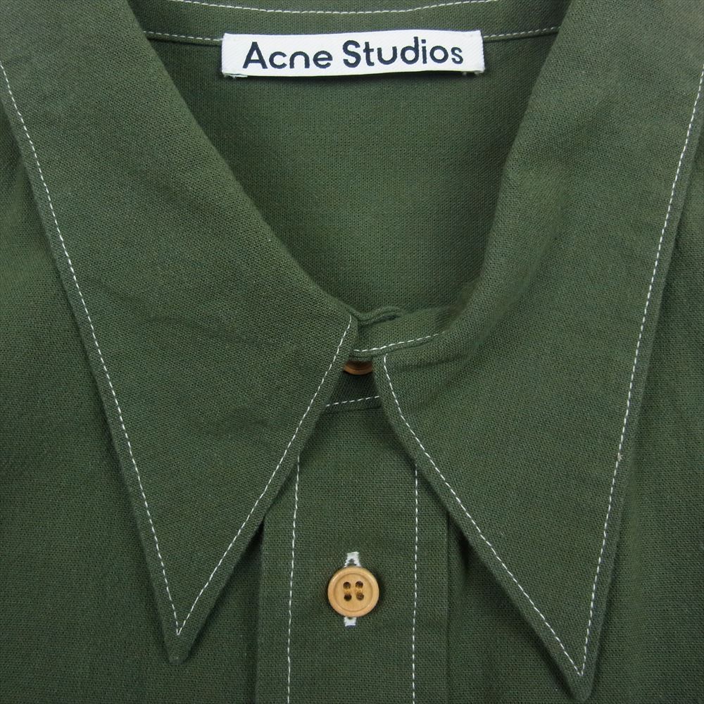 ACNE STUDIOS アクネストゥディオズ FN-MN-SHIR000468 Short sleeve shirt pockets 4ポケット エポレット 半袖 コットン シャツ カーキ系 185/100A【美品】【中古】