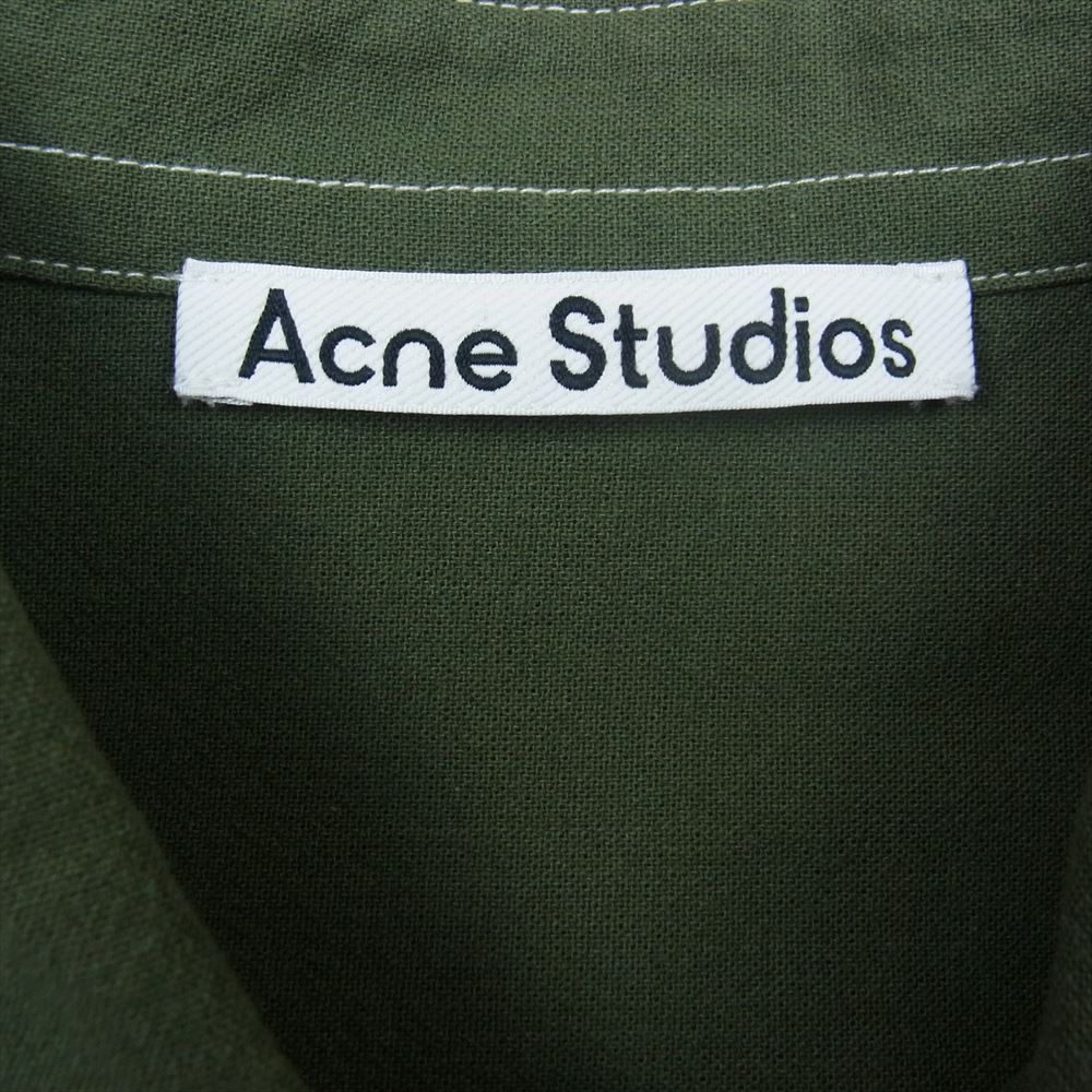 ACNE STUDIOS アクネストゥディオズ FN-MN-SHIR000468 Short sleeve shirt pockets 4ポケット エポレット 半袖 コットン シャツ カーキ系 185/100A【美品】【中古】