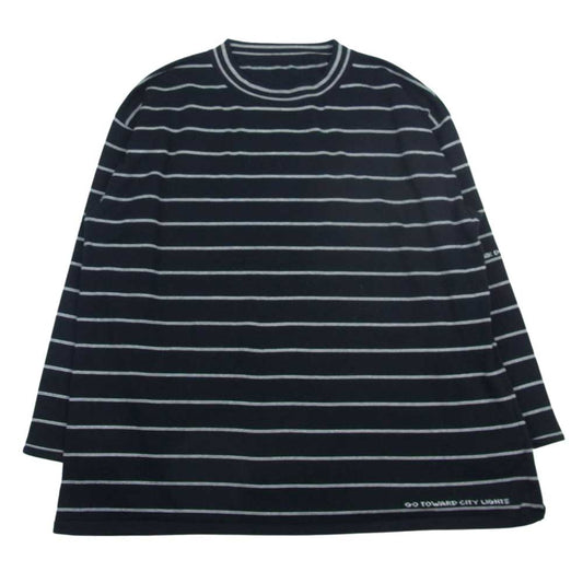 PORTER CLASSIC ポータークラシック CLASSIC BORDER MOCK NECK LONG SLEEVE SHIRT クラシックボーダー モックネック 長袖 Tシャツ カットソー ネイビー系 4【中古】
