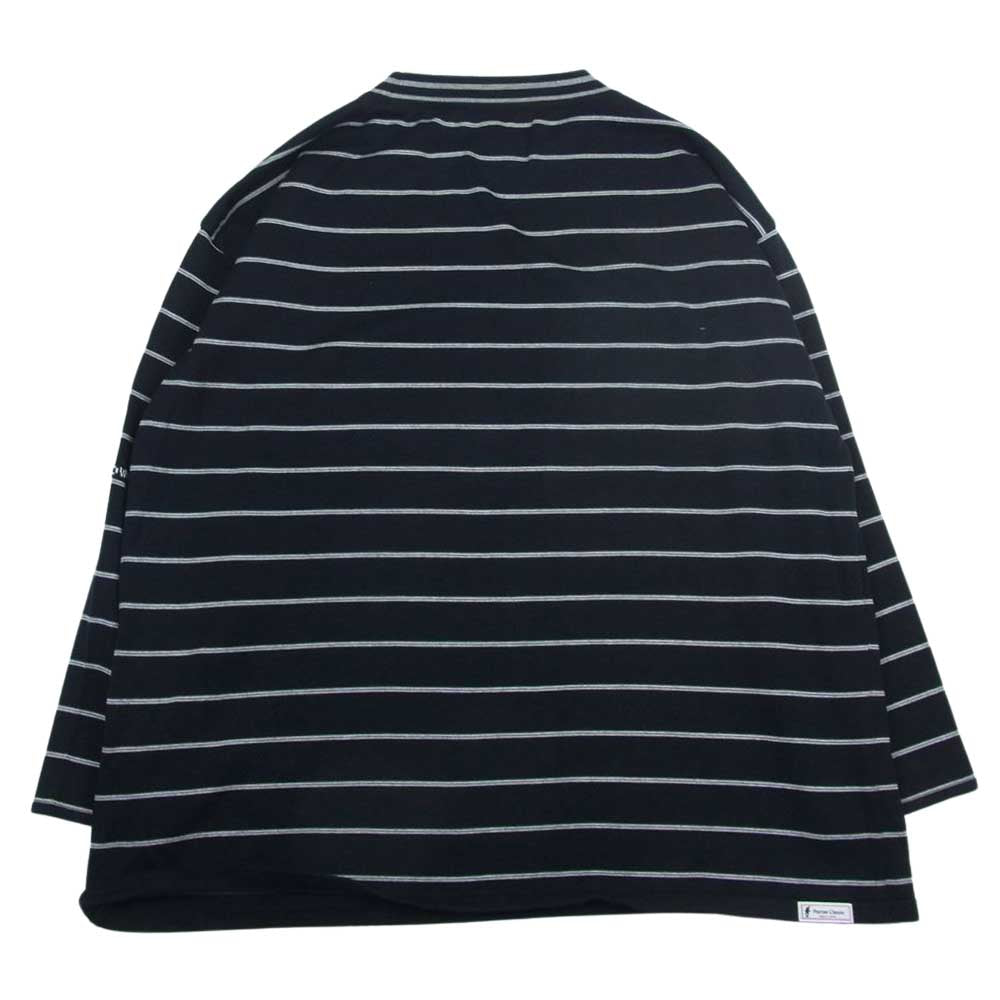 PORTER CLASSIC ポータークラシック CLASSIC BORDER MOCK NECK LONG SLEEVE SHIRT クラシックボーダー モックネック 長袖 Tシャツ カットソー ネイビー系 4【中古】