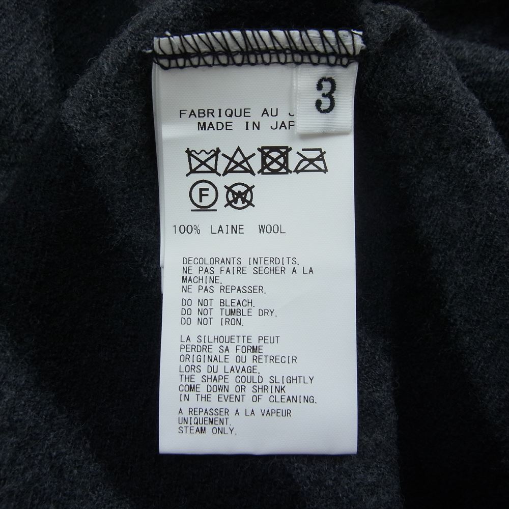 Yohji Yamamoto POUR HOMME ヨウジヤマモトプールオム 20AW HR-T81-187 MILLED ZIP HENLEY NECK ヘンリーネック ハーフジップ ニット カットソー ブラック系 ダークグレー系 3【中古】