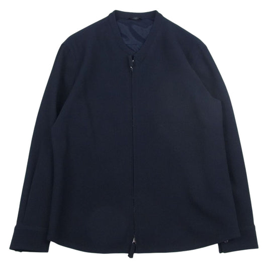 GIORGIO ARMANI ジョルジオアルマーニ 22AW 2WGGG0TU 国内正規品 イタリア製 VIRGIN WOOL CASUAL JACKET バージンウール カジュアル ジャケット ネイビー系 52R【美品】【中古】