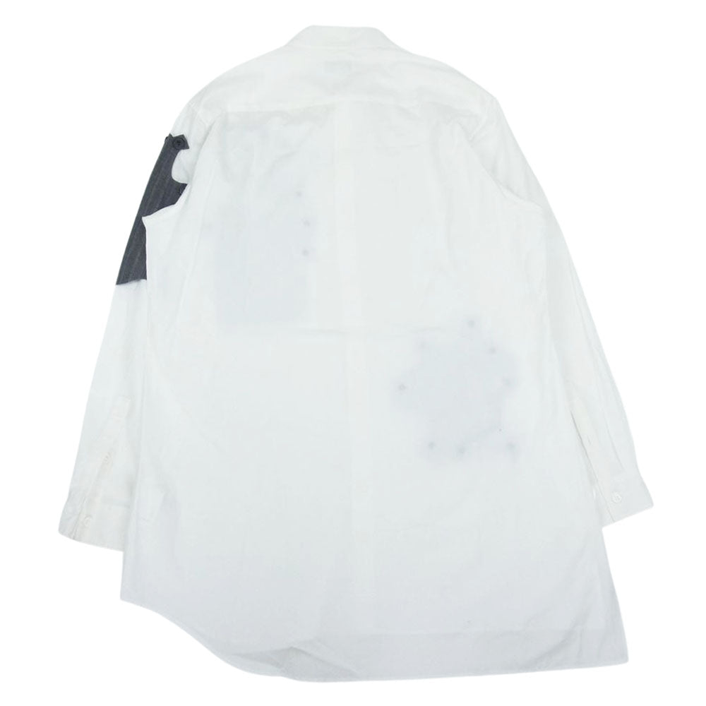 Yohji Yamamoto POUR HOMME ヨウジヤマモトプールオム 21SS HD-B40-826 Detachable Patch Shirt デタッチャブル ボタン パッチ 長袖 シャツ ホワイト系 グレー系【中古】