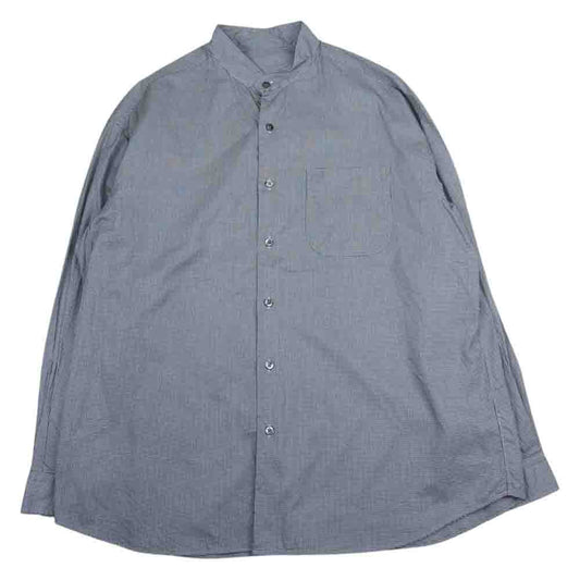 PORTER CLASSIC ポータークラシック SWISS COTTON STAND COLLAR CHECK SHIRT ALUMO FABRIC スイスコットン スタンドカラー チェック 長袖 シャツ ブラック系 3【中古】