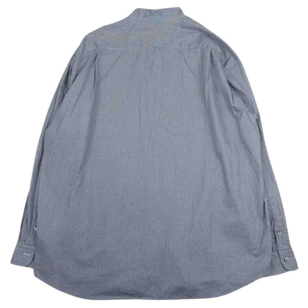 PORTER CLASSIC ポータークラシック SWISS COTTON STAND COLLAR CHECK SHIRT ALUMO FABRIC スイスコットン スタンドカラー チェック 長袖 シャツ ブラック系 3【中古】