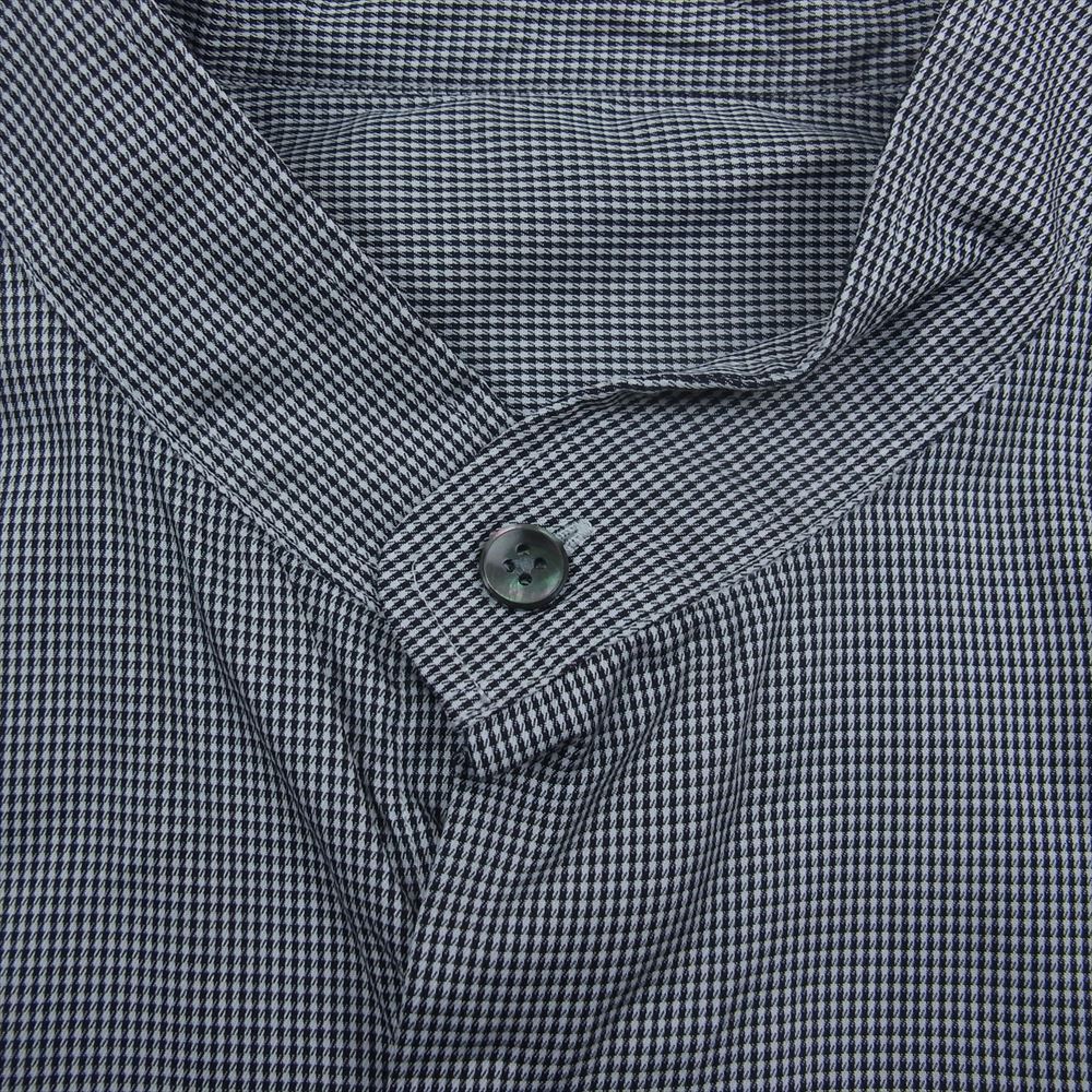 PORTER CLASSIC ポータークラシック SWISS COTTON STAND COLLAR CHECK SHIRT ALUMO FABRIC スイスコットン スタンドカラー チェック 長袖 シャツ ブラック系 3【中古】