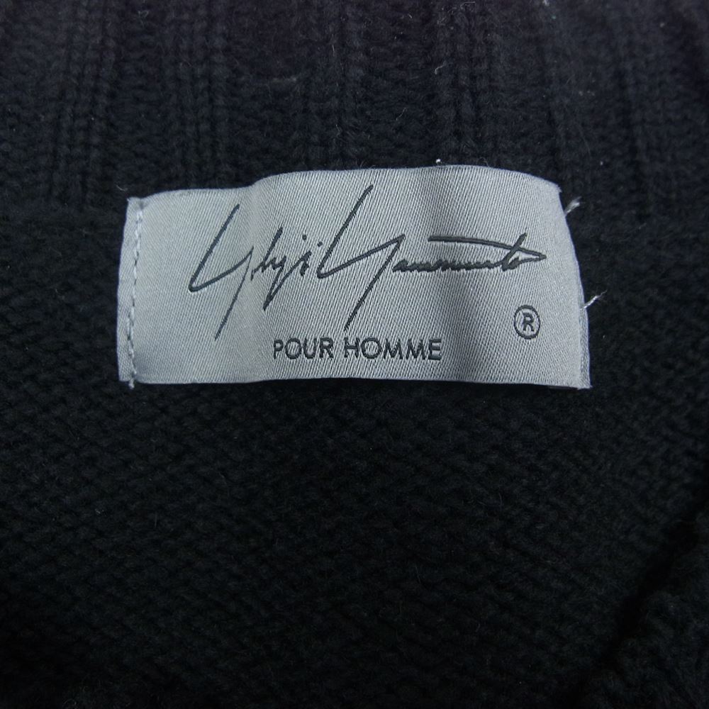 Yohji Yamamoto POUR HOMME ヨウジヤマモトプールオム 22AW HE-K20-988 落とし目丸 ダメージ加工 クルーネック ニット セーター ブラック系 3【中古】