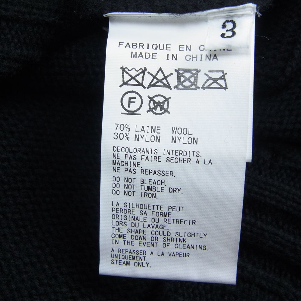 Yohji Yamamoto POUR HOMME ヨウジヤマモトプールオム 22AW HE-K20-988 落とし目丸 ダメージ加工 クルーネック ニット セーター ブラック系 3【中古】