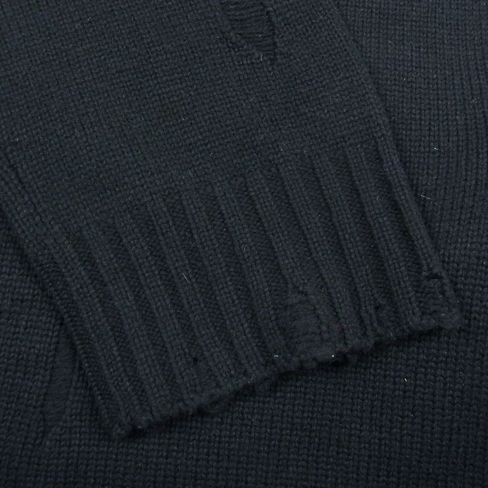 Yohji Yamamoto POUR HOMME ヨウジヤマモトプールオム 22AW HE-K20-988 落とし目丸 ダメージ加工 クルーネック ニット セーター ブラック系 3【中古】