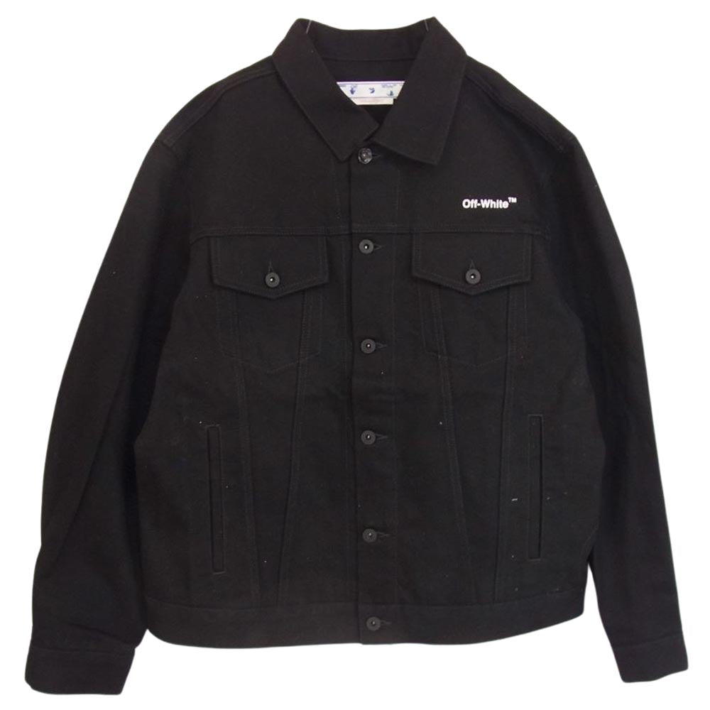 OFF-WHITE オフホワイト OMYE079C99DEN003 DIAG TAB SLIM DENIM Jacket バックプリント スリム デニム ジャケット ブラック系 XL【美品】【中古】