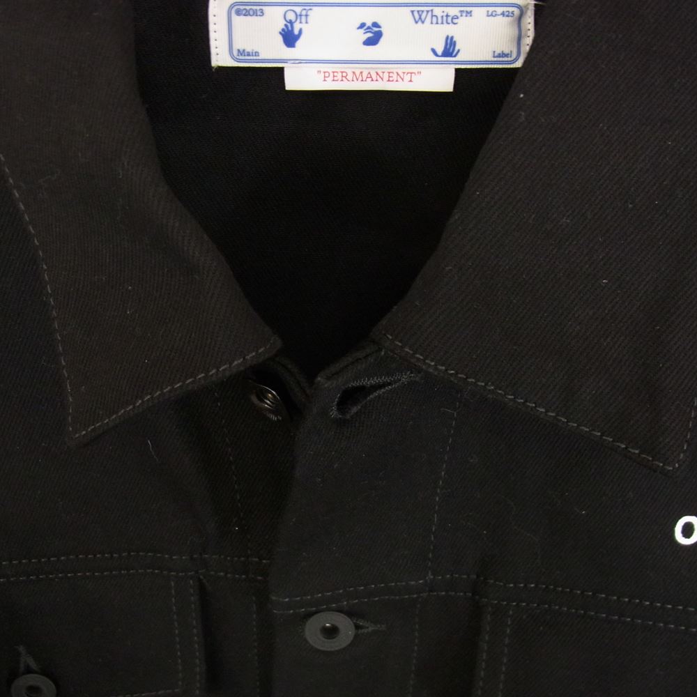 OFF-WHITE オフホワイト OMYE079C99DEN003 DIAG TAB SLIM DENIM Jacket バックプリント スリム デニム ジャケット ブラック系 XL【美品】【中古】
