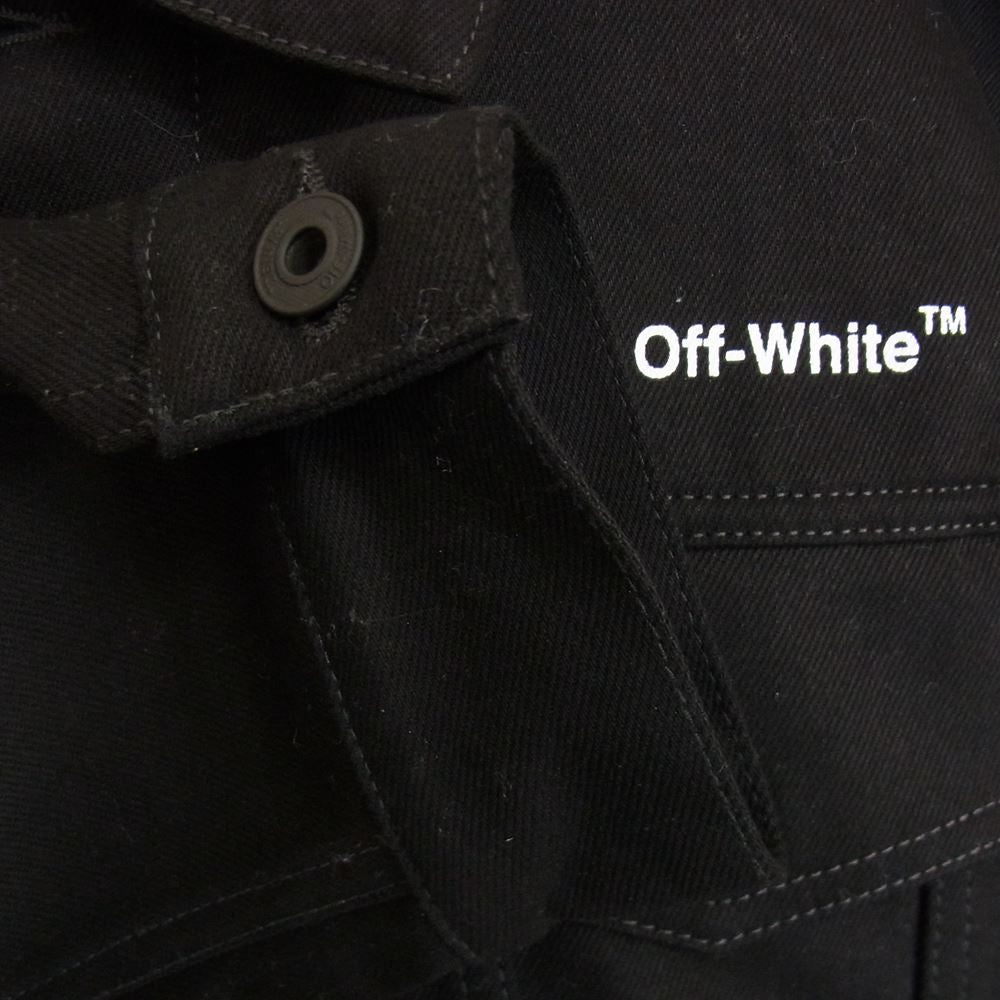 OFF-WHITE オフホワイト OMYE079C99DEN003 DIAG TAB SLIM DENIM Jacket バックプリント スリム デニム ジャケット ブラック系 XL【美品】【中古】
