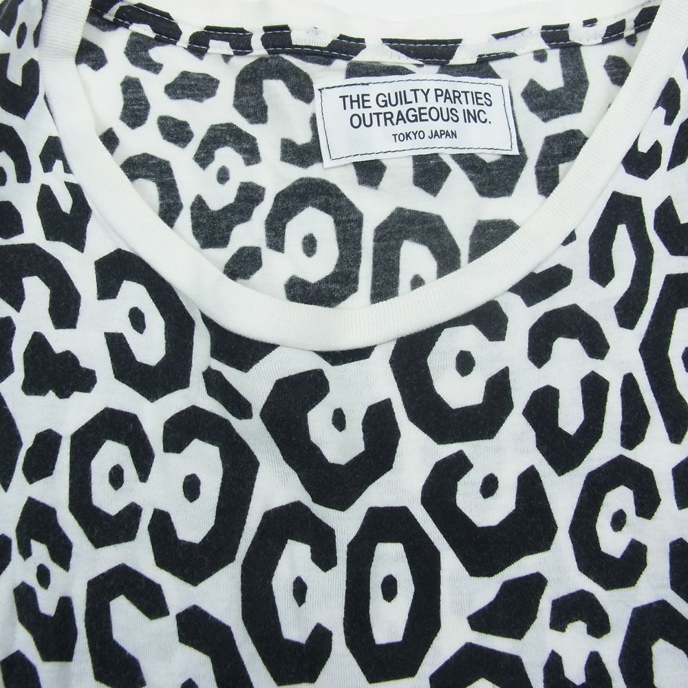 WACKO MARIA ワコマリア レオパード柄 プリント Tシャツ ホワイト系 L【中古】