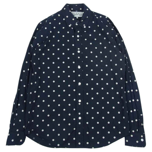WACKO MARIA ワコマリア 14SS-DOT-02 ドット柄 BD ボタンダウン 長袖 シャツ ネイビー系 M【中古】