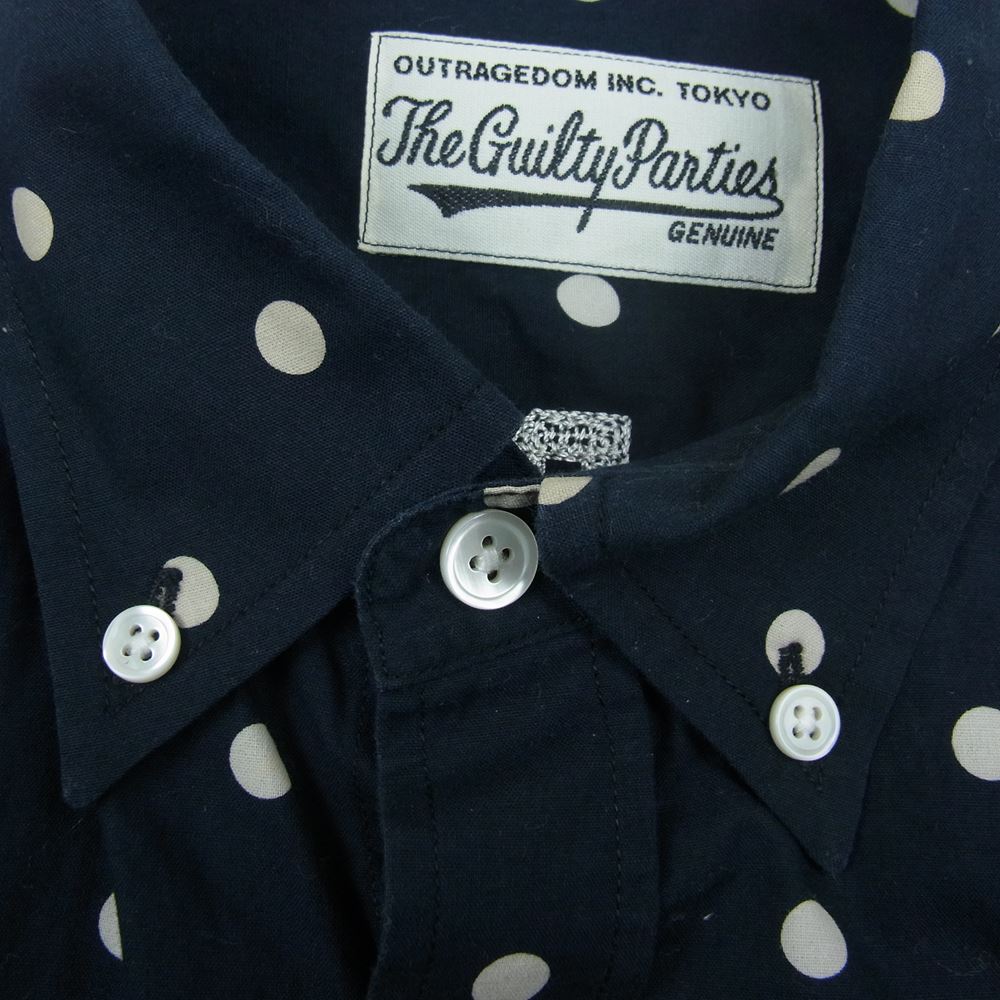 WACKO MARIA ワコマリア 14SS-DOT-02 ドット柄 BD ボタンダウン 長袖 シャツ ネイビー系 M【中古】