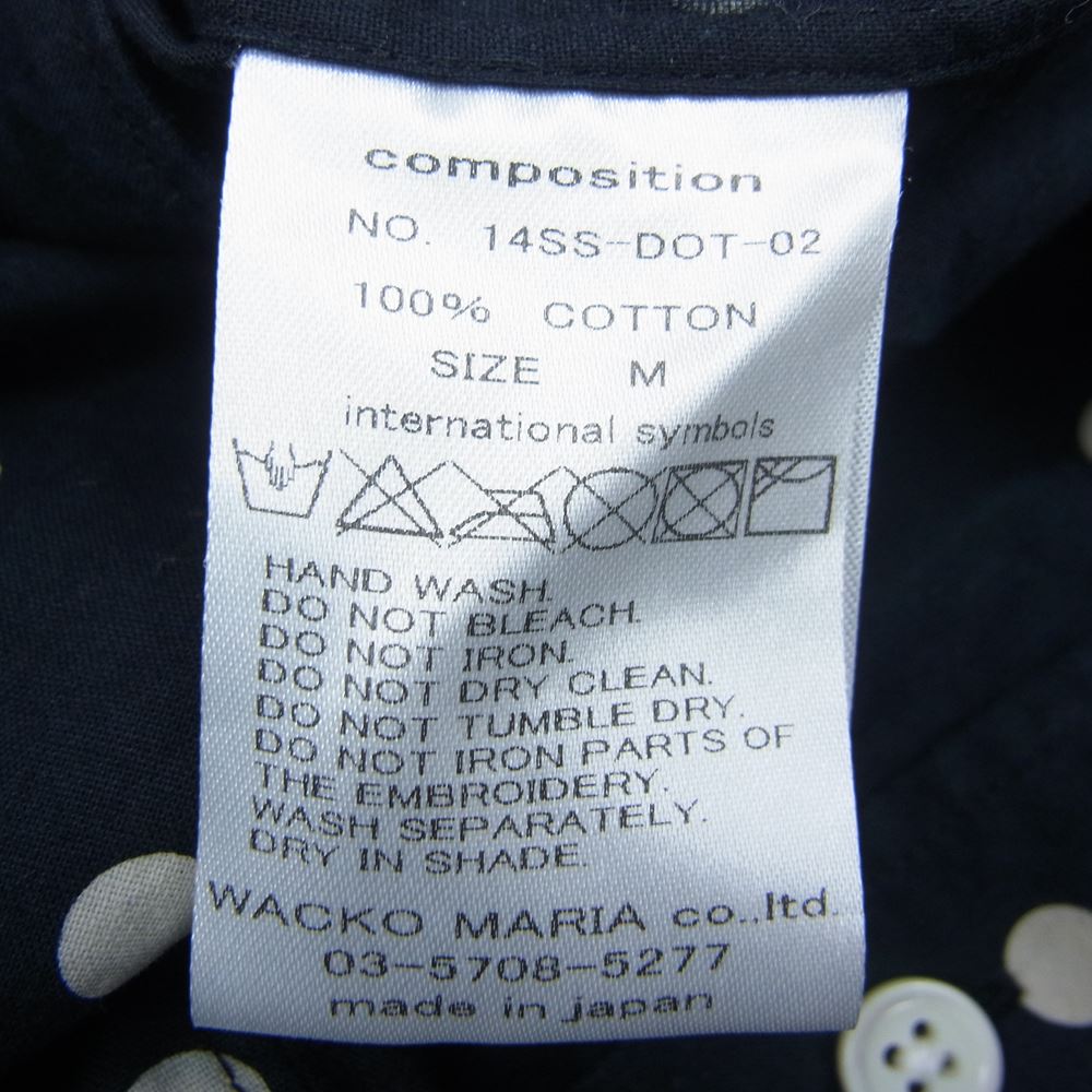 WACKO MARIA ワコマリア 14SS-DOT-02 ドット柄 BD ボタンダウン 長袖 シャツ ネイビー系 M【中古】
