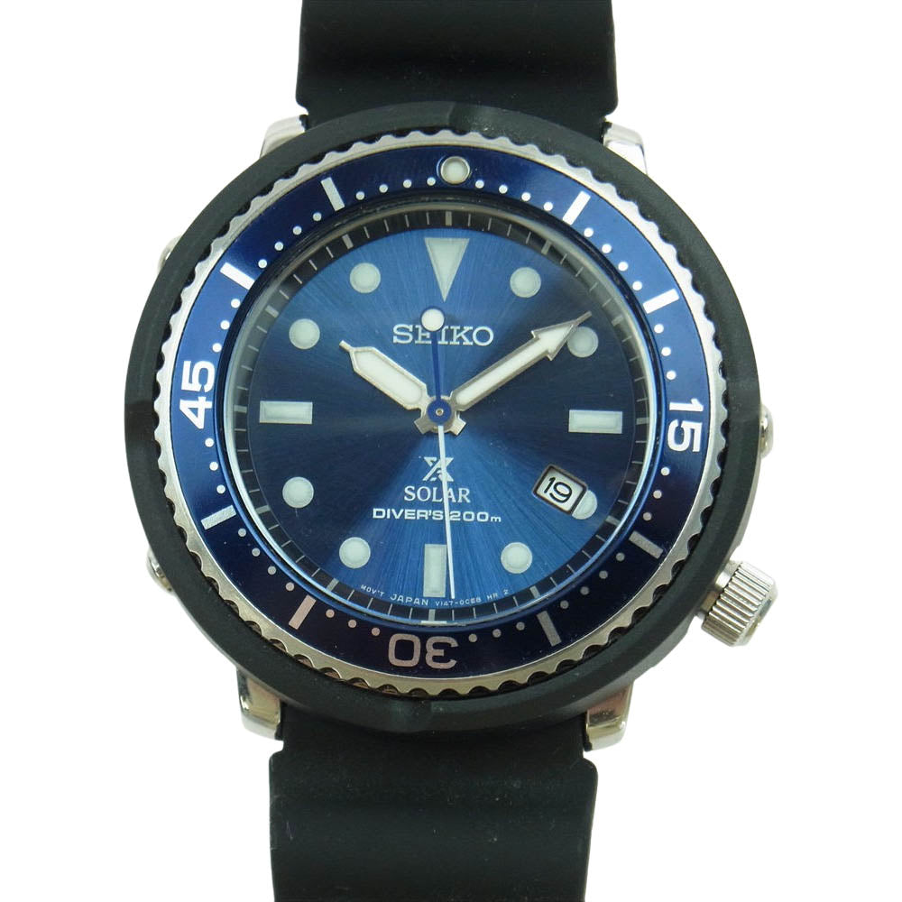 SEIKO セイコー STBR00C V147-0BZ0 × SHIPS PROSPEX LOWERCASE シップス プロスペックス ダイバー ソーラー クォーツ ウオッチ 時計 ブラック系 ブルー系【中古】