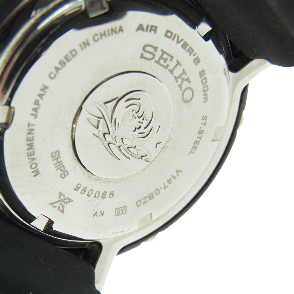 SEIKO セイコー STBR00C V147-0BZ0 × SHIPS PROSPEX LOWERCASE シップス プロスペックス ダイバー ソーラー クォーツ ウオッチ 時計 ブラック系 ブルー系【中古】