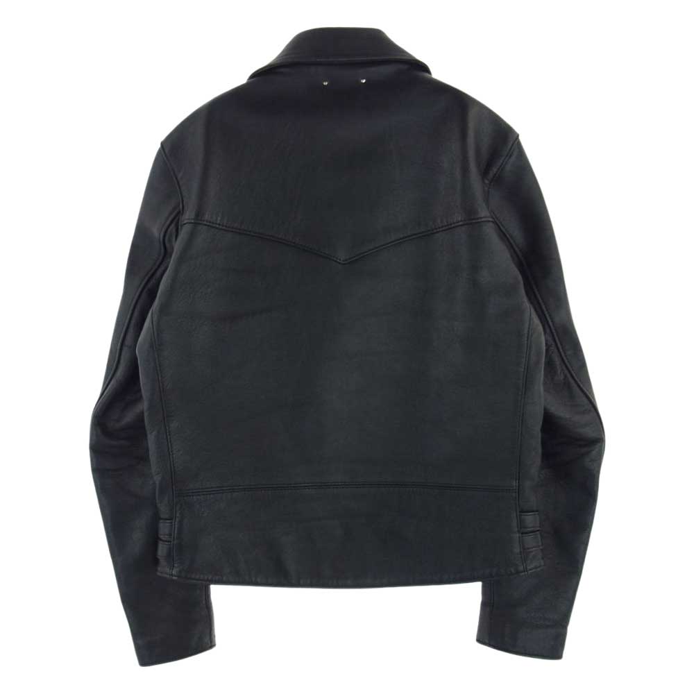 マインデニム × ADDICT CLOTHES アディクト クローズ Sheepskin Double Riders JKT シープスキン ライダース ジャケット ブラック系 38【中古】