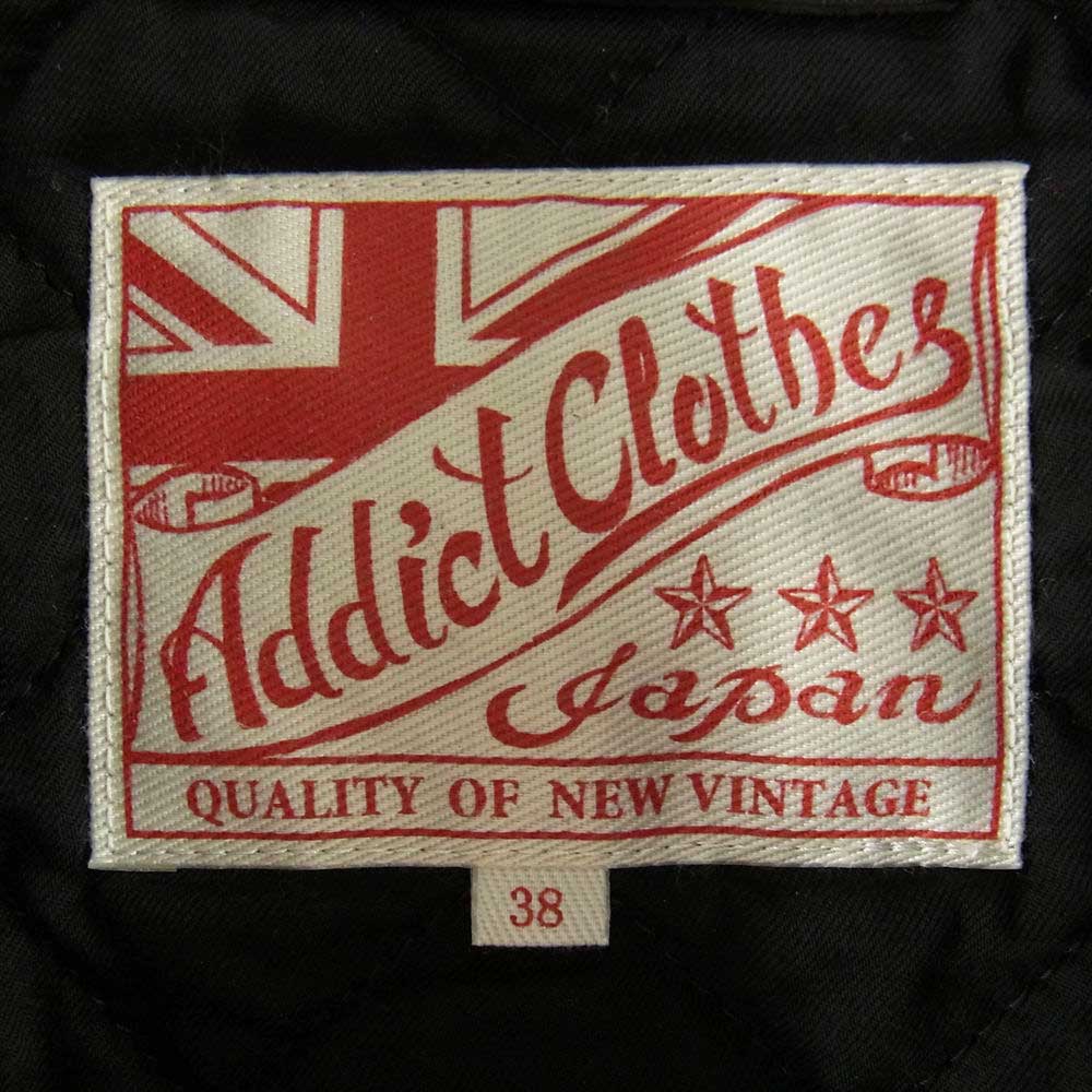 マインデニム × ADDICT CLOTHES アディクト クローズ Sheepskin Double Riders JKT シープスキン ライダース ジャケット ブラック系 38【中古】
