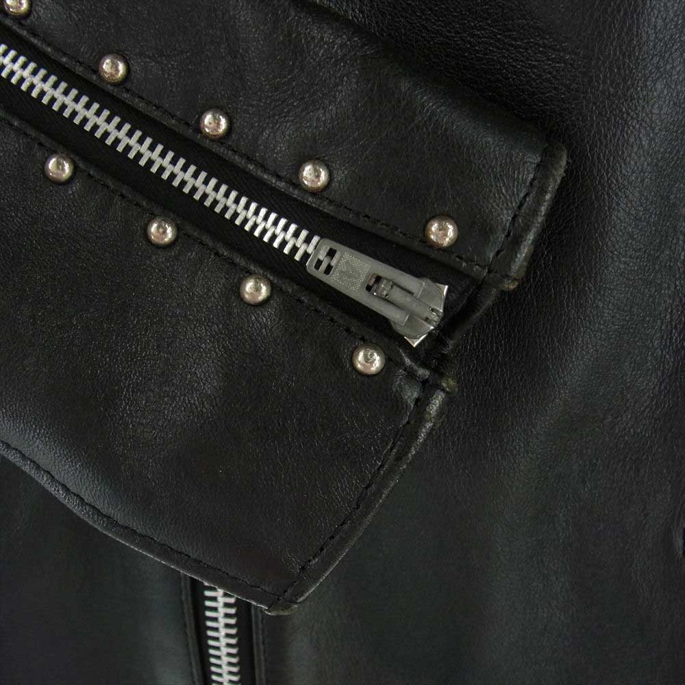 マインデニム × ADDICT CLOTHES アディクト クローズ Sheepskin Double Riders JKT シープスキン ライダース ジャケット ブラック系 38【中古】