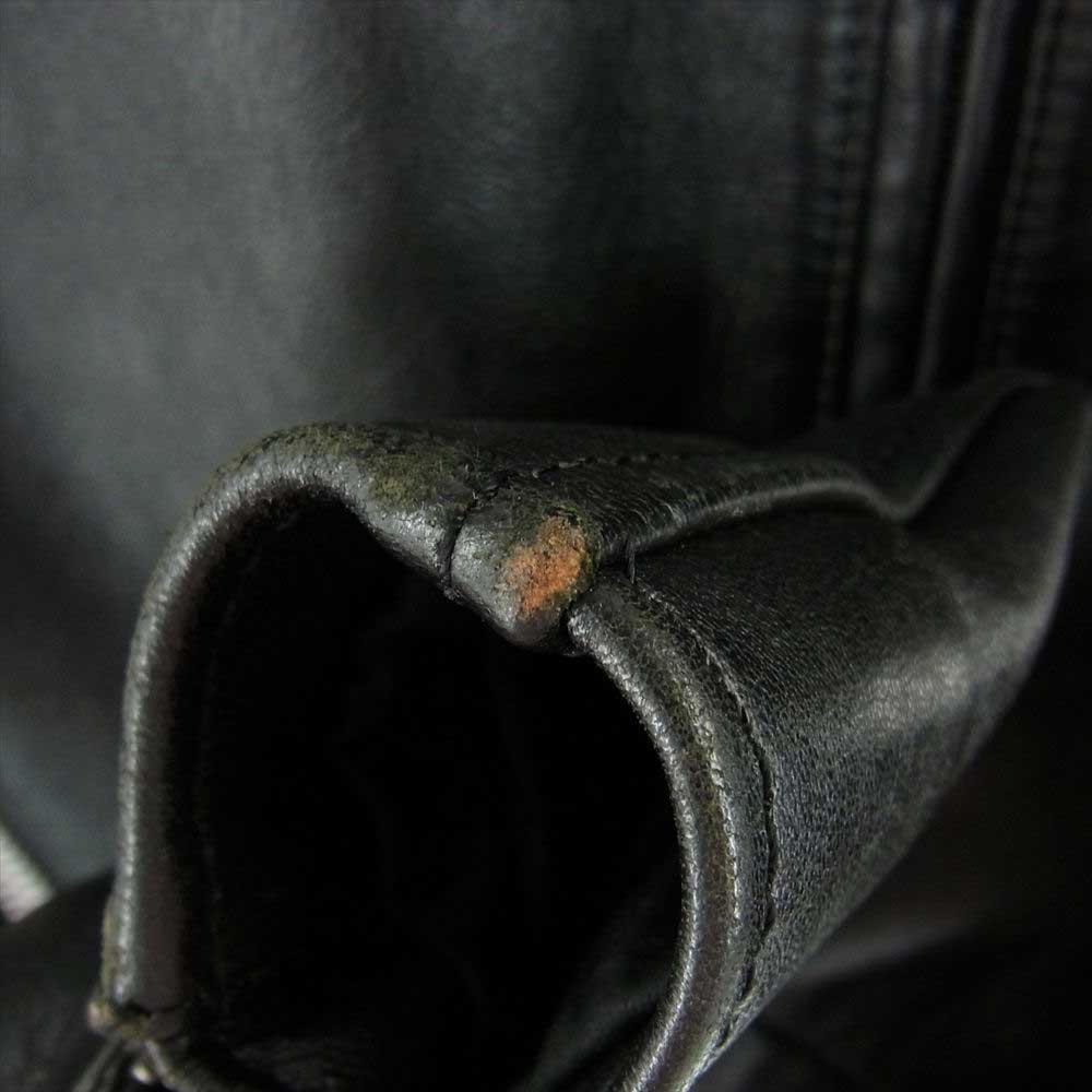 マインデニム × ADDICT CLOTHES アディクト クローズ Sheepskin Double Riders JKT シープスキン ライダース ジャケット ブラック系 38【中古】
