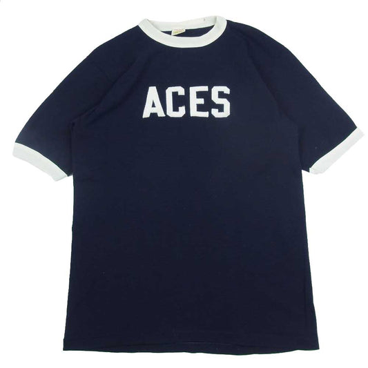 ラッセル 70's ～ 80s  Vintage ヴィンテージ 金タグ メッシュ フットボール シャツ ネイビー系 L【中古】