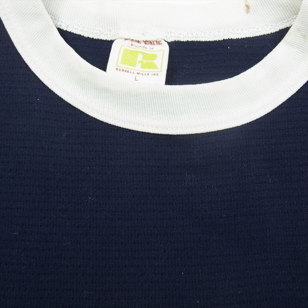 ラッセル 70's ～ 80s  Vintage ヴィンテージ 金タグ メッシュ フットボール シャツ ネイビー系 L【中古】
