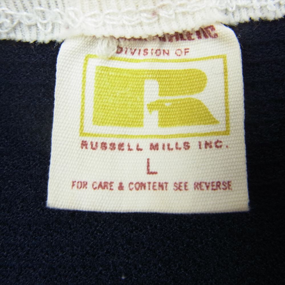 ラッセル 70's ～ 80s  Vintage ヴィンテージ 金タグ メッシュ フットボール シャツ ネイビー系 L【中古】