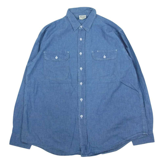 プレンティス 90s Vintage ヴィンテージ シャンブレー 長袖 シャツ  インディゴブルー系 L【中古】
