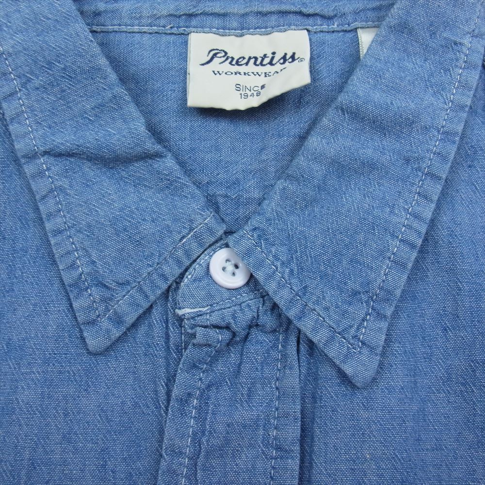 プレンティス 90s Vintage ヴィンテージ シャンブレー 長袖 シャツ  インディゴブルー系 L【中古】