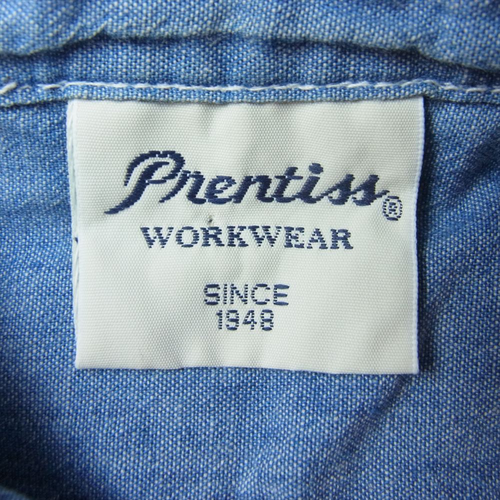 プレンティス 90s Vintage ヴィンテージ シャンブレー 長袖 シャツ  インディゴブルー系 L【中古】