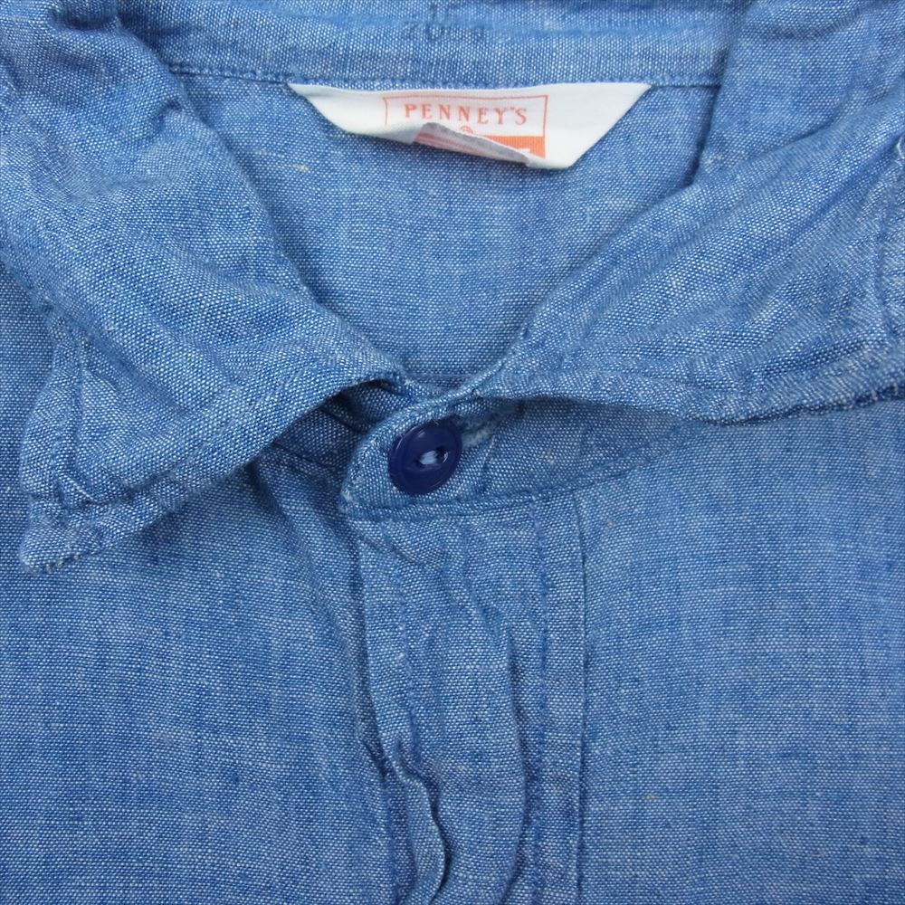 ペニーズ 50s~60s シャンブレー 半袖 シャツ インディゴブルー系【中古】