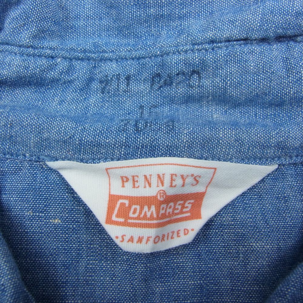 ペニーズ 50s~60s シャンブレー 半袖 シャツ インディゴブルー系【中古】
