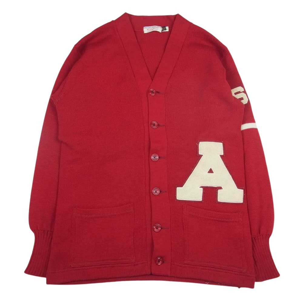 スポルディング ヴィンテージ ニット レター カーディガン レッド系 42【中古】