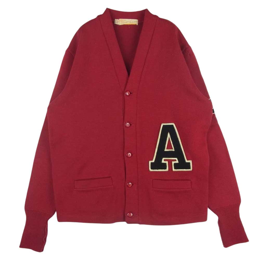 シャノン アンド ジョンソン ニット レター カーディガン ウール レッド系 44【中古】