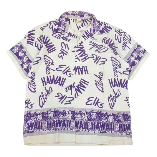 ガイ ロモ 70s ~ 80s ビンテージ アロハシャツ  マルチカラー系 オフホワイト系 パープル系 L【中古】