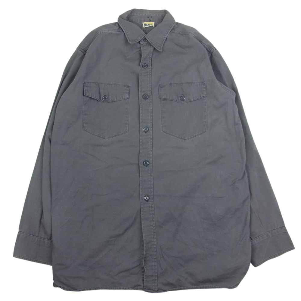 マンサイズ 50s ~ 60s Vintage ヴィンテージ  マチ付き 刺繍 長袖 コットン ワーク シャツ カーキ系 16 L【中古】