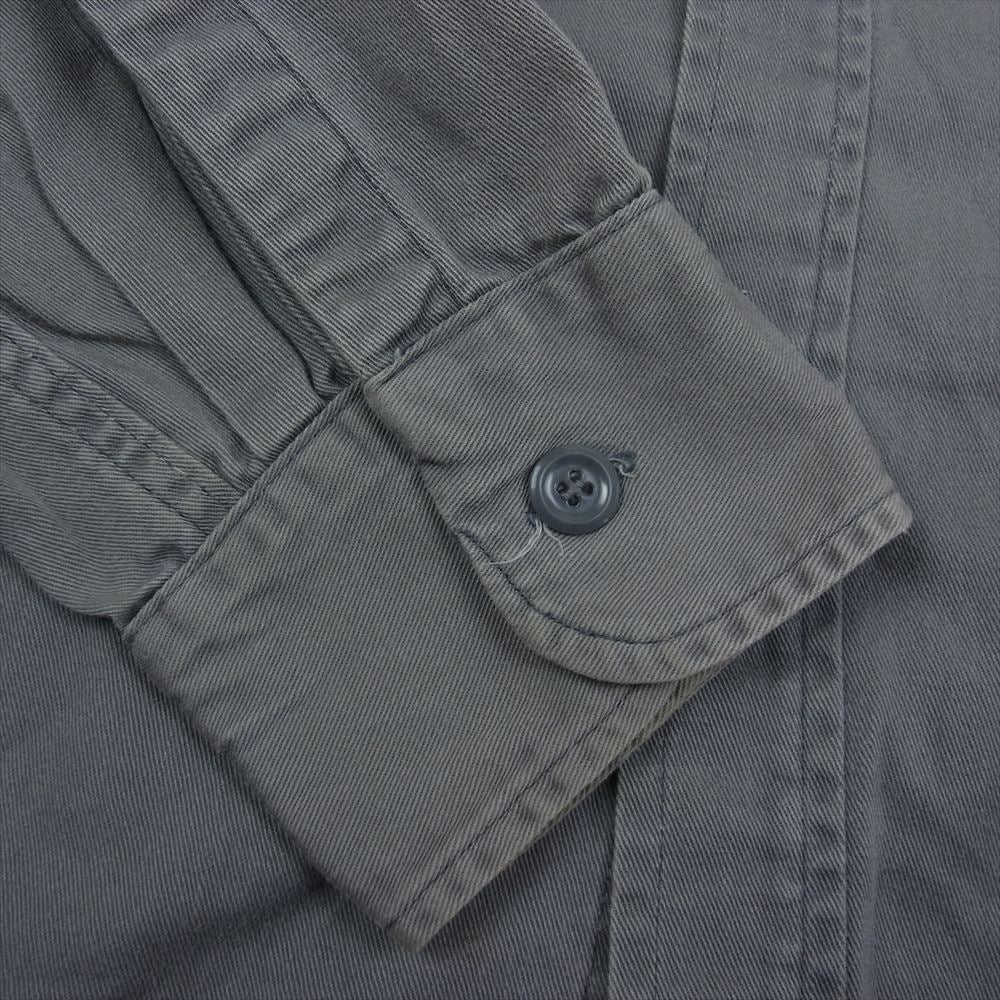 マンサイズ 50s ~ 60s Vintage ヴィンテージ  マチ付き 刺繍 長袖 コットン ワーク シャツ カーキ系 16 L【中古】