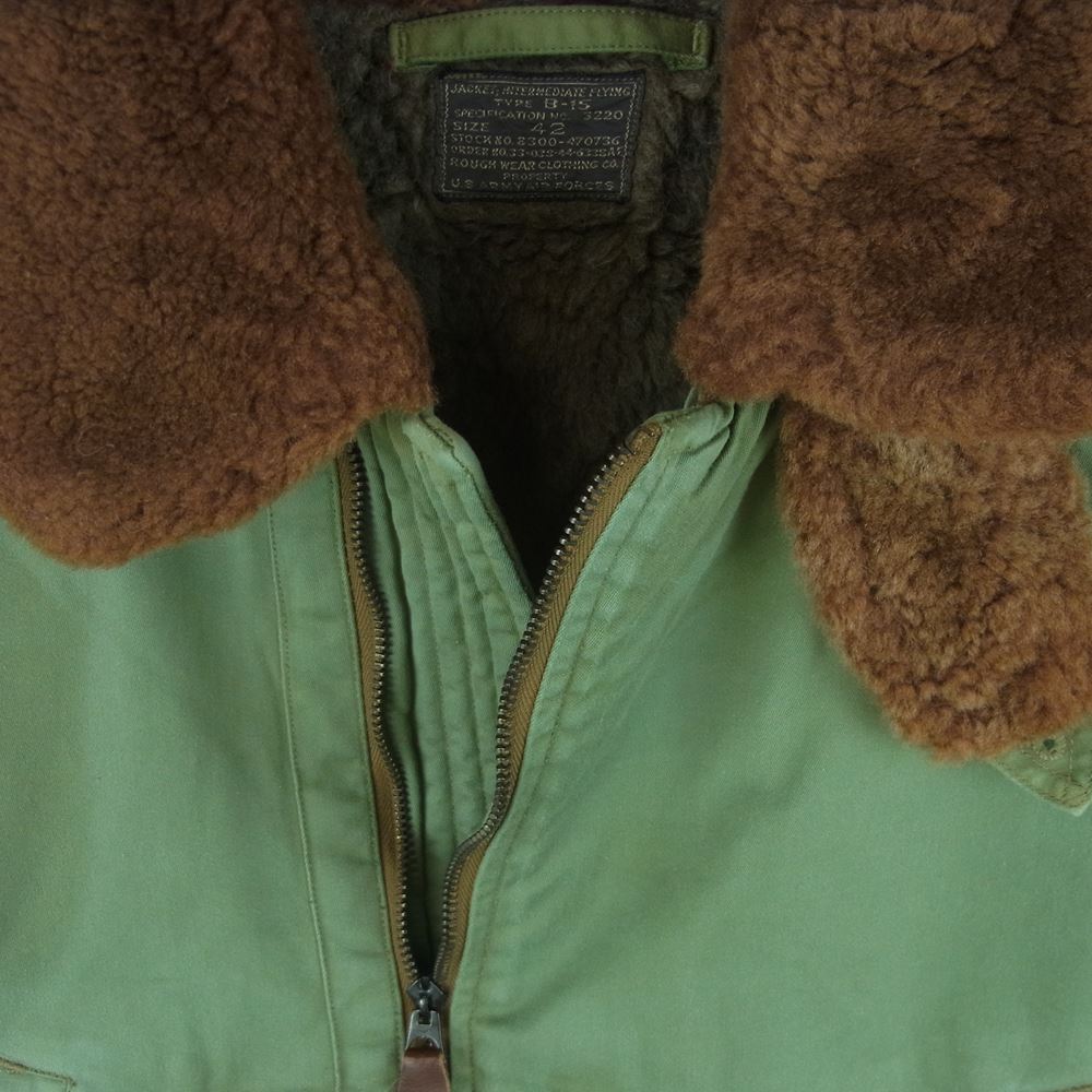 Buzz Rickson's バズリクソンズ BR11306 ROUGH WEAR CLOTHING ラフウェア実名復刻 B-15 フライト ジャケット ミリタリー ジャケット カーキ系 42【中古】