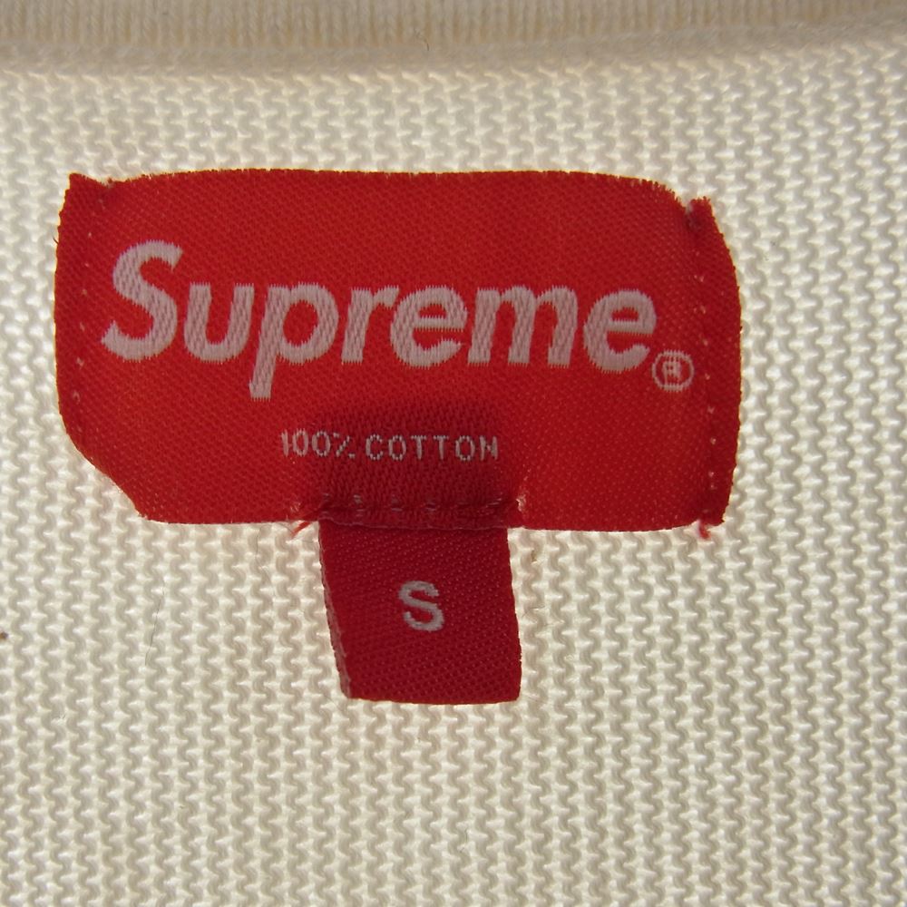 Supreme シュプリーム 22SS Stripe Button Up Polo ストライプ ボタンアップ ニット 半袖 ポロシャツ オフホワイト系 ブラック系 S【中古】