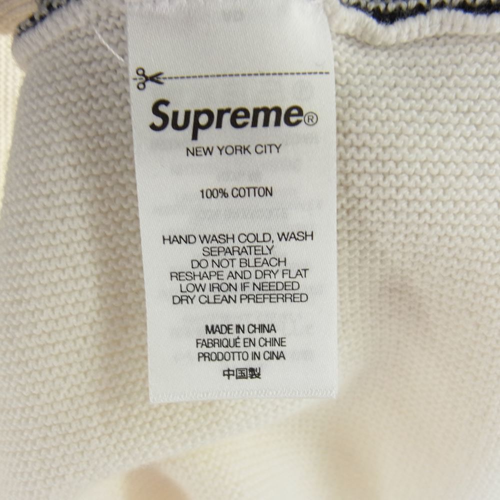 Supreme シュプリーム 22SS Stripe Button Up Polo ストライプ ボタンアップ ニット 半袖 ポロシャツ オフホワイト系 ブラック系 S【中古】