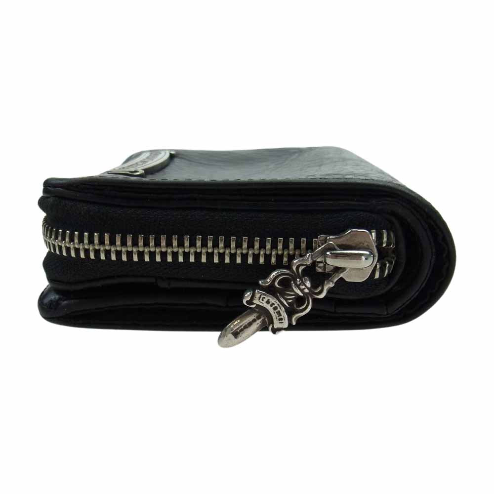 CHROME HEARTS クロムハーツ（原本無） SQ ZIP BILL スクエアジップビル ラウンドジップ レザー ウォレット 財布  ブラック系【中古】