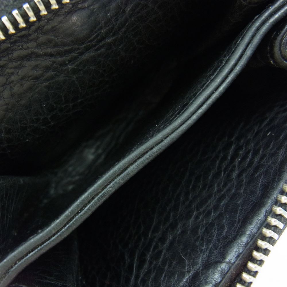 CHROME HEARTS クロムハーツ（原本無） SQ ZIP BILL スクエアジップビル ラウンドジップ レザー ウォレット 財布  ブラック系【中古】