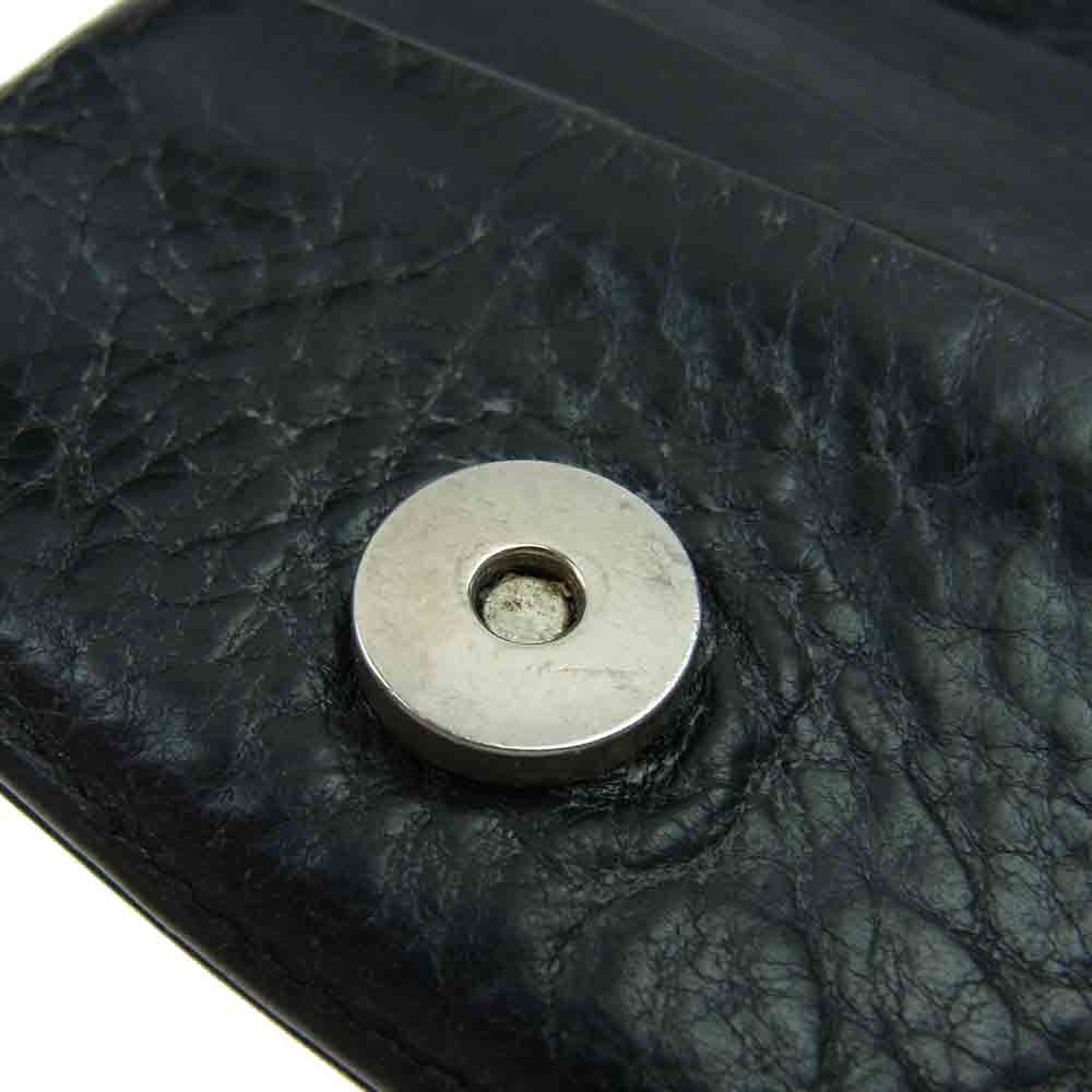 CHROME HEARTS クロムハーツ（原本無） SQ ZIP BILL スクエアジップビル ラウンドジップ レザー ウォレット 財布  ブラック系【中古】
