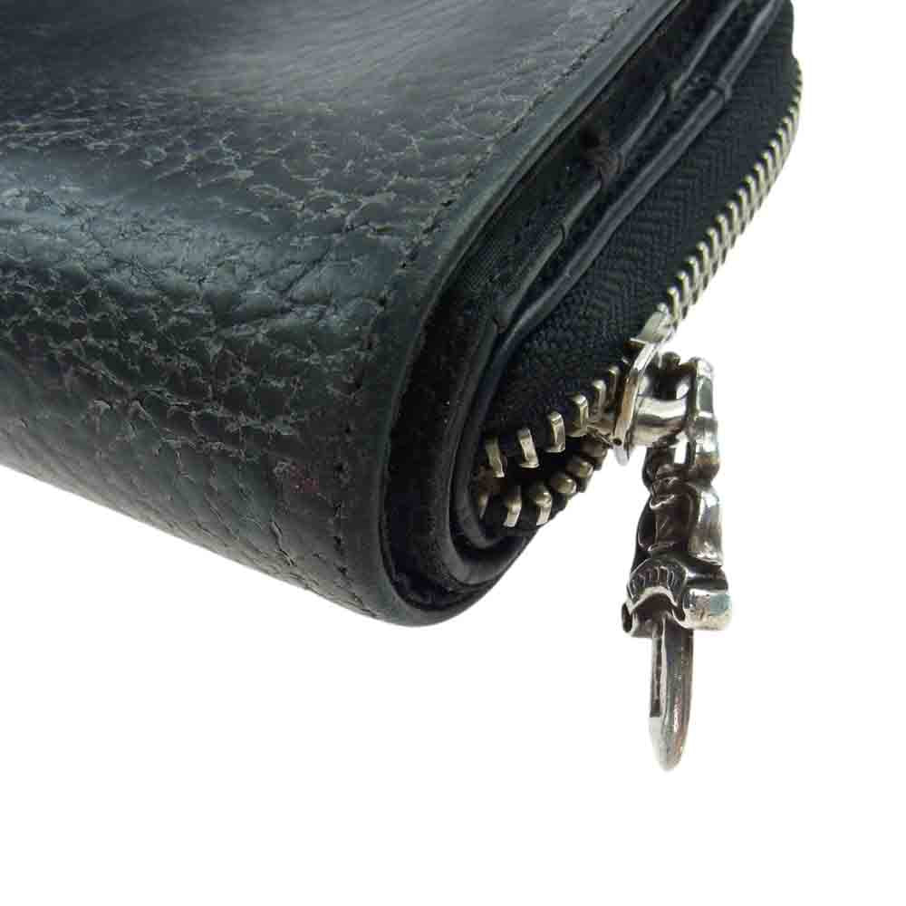 CHROME HEARTS クロムハーツ（原本無） SQ ZIP BILL スクエアジップビル ラウンドジップ レザー ウォレット 財布  ブラック系【中古】