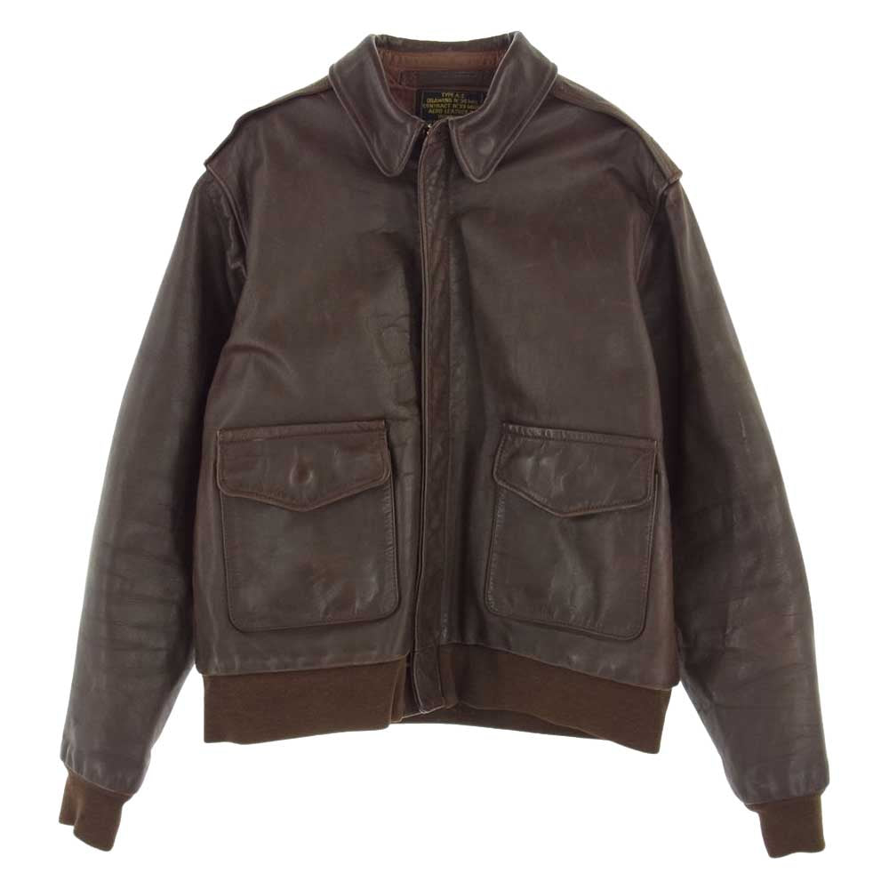AERO LEATHER エアロレザー A-2 レザー フライト ジャケット ブラウン系 40【中古】