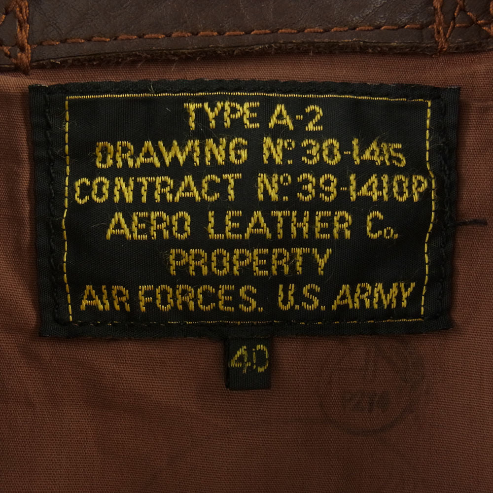 AERO LEATHER エアロレザー A-2 レザー フライト ジャケット ブラウン系 40【中古】